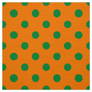 Groen op Sinaasappel Polka Dots Patroonontwerp Stof