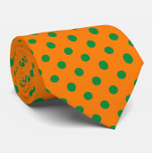 Groen op Sinaasappel Polka Dots Patroonontwerp Stropdas