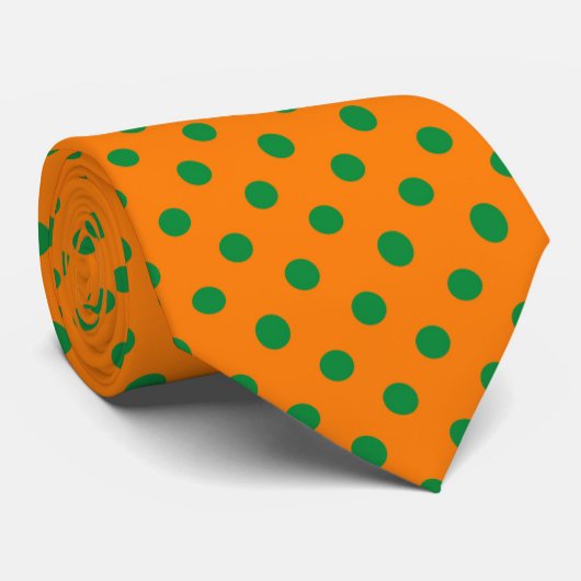 Groen op Sinaasappel Polka Dots Patroonontwerp Stropdas