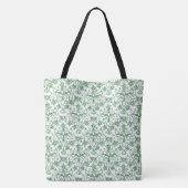 Groen op wit decoratief maaipalmpatroon tote bag (Achterkant)