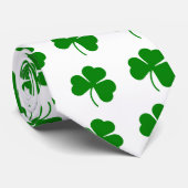 Groen op witte St Patrick's dag shamrock Stropdas (Opgerold)