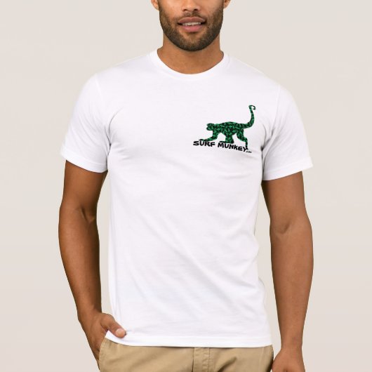Groen op zwart - Munkey front/Shortboarder terug T-shirt (Voorkant)