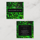 Groen op zwart schilderplaatje vierkante visitekaartje (Voorkant / Achterkant)