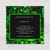 Groen op zwart schilderplaatje vierkante visitekaartje (Achterkant)