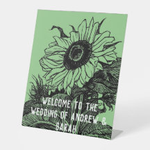 Groen op zwart Zonnebloem Huwelijk Tafelbord