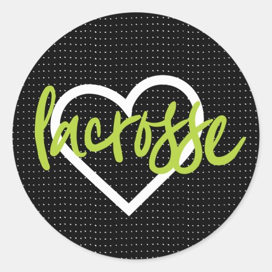 Groen op zwarte Lacrosse Sticks & Hearts Pattern Ronde Sticker (Voorkant)