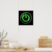 "Groen op" zwarte Power Button Poster (Keuken)