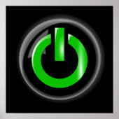"Groen op" zwarte Power Button Poster (Voorkant)
