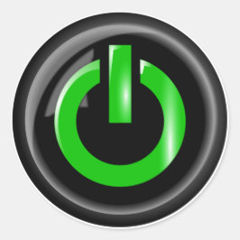 "Groen op" zwarte Power Button Ronde Sticker