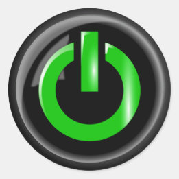 "Groen op" zwarte Power Button Ronde Sticker
