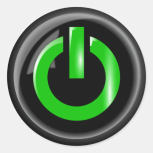 "Groen op" zwarte Power Button Ronde Sticker
