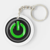 "Groen op" zwarte Power Button Sleutelhanger (Achterkant)