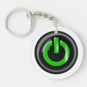 "Groen op" zwarte Power Button Sleutelhanger (Voorkant)