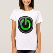 "Groen op" zwarte Power Button T-shirt (Voorkant)