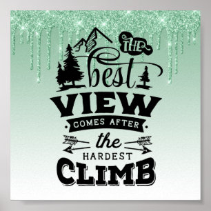 Groen opdrijven Glitter Inspirerend Citaat Poster