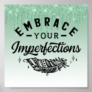 Groen opdrijven Glitter Inspirerend Citaat Poster