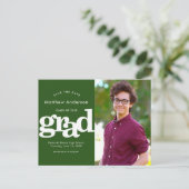Groen opslaan datum afstuderen foto vet typografie uitnodiging briefkaart (Staand voorkant)