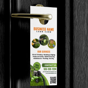 Groen, Orange Lawn Care Landscaping Maaidienst Deurhanger