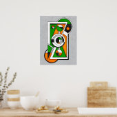 Groen & Oranje Abstract Bauhaus Constructie Poster (Keuken)
