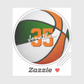 Groen oranje basketbalteam kleuren jersey nummer sticker (Vel)