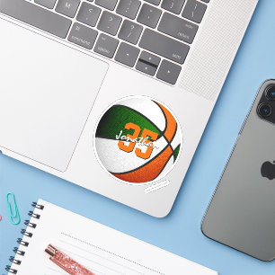 Groen oranje basketbalteam kleuren jersey nummer sticker