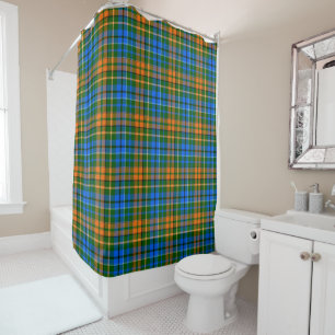 Groen Oranje Blauw Plaid Tartan Design Douchegordijn