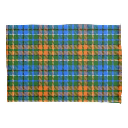 Groen Oranje Blauw Plaid Tartan Design Kussensloop (Voorkant)