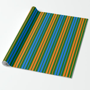 Groen Oranje Blauw Verticaal Strepen Design Cadeaupapier