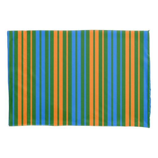 Groen Oranje Blauw Verticaal Strepen Design   Kussensloop (Voorkant)