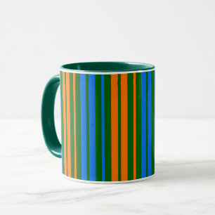Groen Oranje Blauw Verticaal Strepen Design Mok