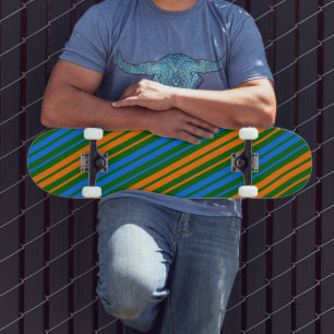 Groen Oranje Blauw Verticaal Strepen Design   Persoonlijk Skateboard