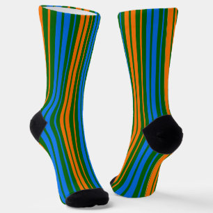 Groen Oranje Blauw Verticaal Strepen Design   Sokken