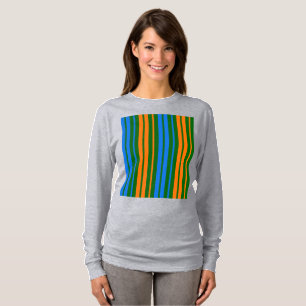 Groen Oranje Blauw Verticaal Strepen Design   T-shirt