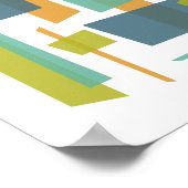 Groen Oranje blauw Zie door Abstracte rechthoeken Poster (Hoek)