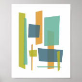 Groen Oranje blauw Zie door Abstracte rechthoeken Poster (Voorkant)
