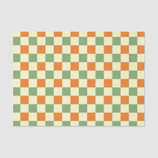 Groen Oranje Bruin Geruit Gingham Patroon Tissuepapier