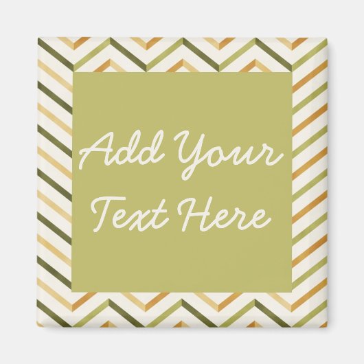 Groen/Oranje Chevron Custom Square Magnet (Voorkant)