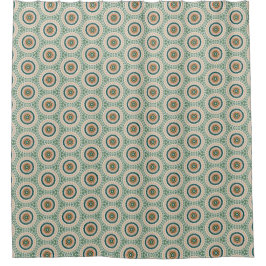 Groen Oranje En Blauw Boho Chic Cirkelpatroon Douchegordijn