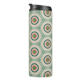 Groen Oranje En Blauw Boho Chic Cirkelpatroon Thermosbeker