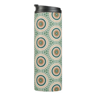 Groen Oranje En Blauw Boho Chic Cirkelpatroon Thermosbeker