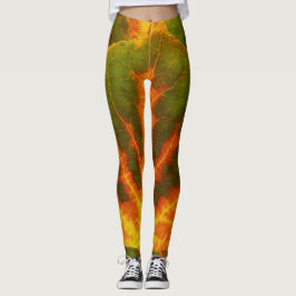 Groen Oranje en geel bladgroen 1 Leggings