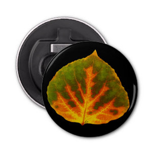 Groen Oranje en geel esdoorn Leaf #1 Button Flesopener