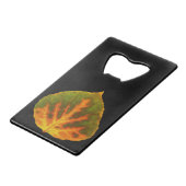 Groen Oranje en geel esdoorn Leaf #1 Creditkaart Flessenopener (Achterkant Gekanteld)