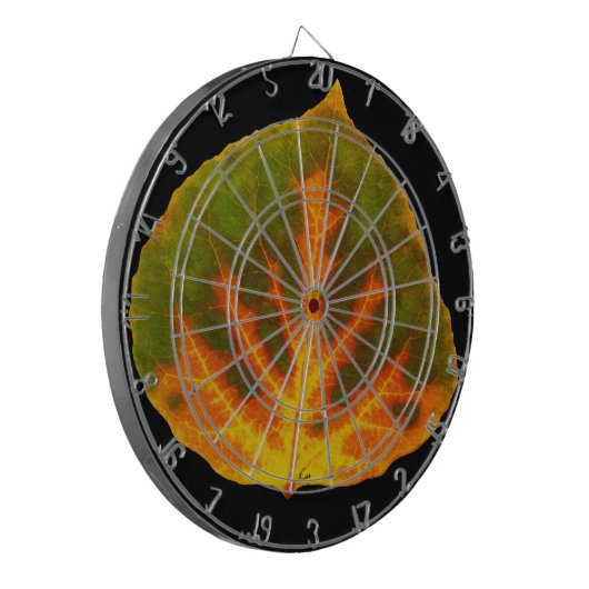 Groen Oranje en geel esdoorn Leaf #1 Dartbord (Voorkant Links)