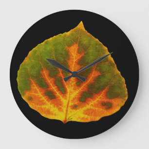 Groen Oranje en geel esdoorn Leaf #1 Grote Klok
