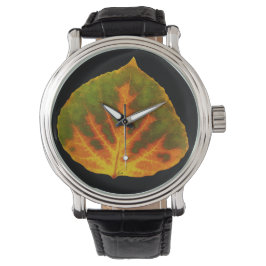 Groen Oranje en geel esdoorn Leaf #1 Horloge