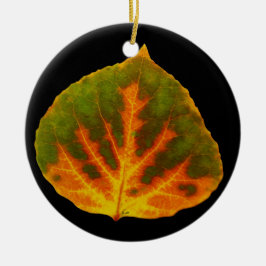 Groen Oranje en geel esdoorn Leaf #1 Keramisch Ornament