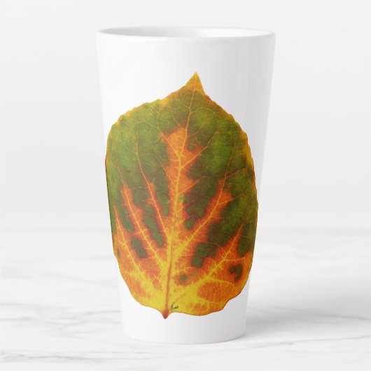 Groen Oranje en geel esdoorn Leaf #1 Latte Mok (Voorkant)