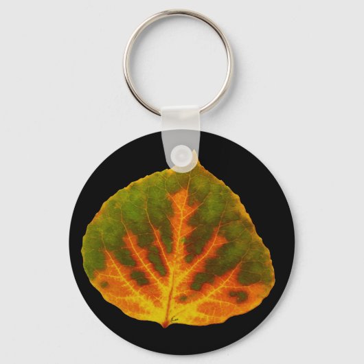 Groen Oranje en geel esdoorn Leaf #1 Sleutelhanger (Voorkant)