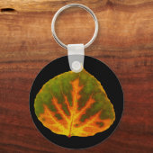 Groen Oranje en geel esdoorn Leaf #1 Sleutelhanger (Voorkant)